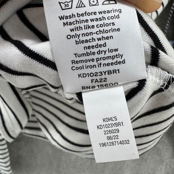 Draper James Top Womens XXL White Black Striped Mock Neck Long Puff Sleeve New - Picture 15 of 16